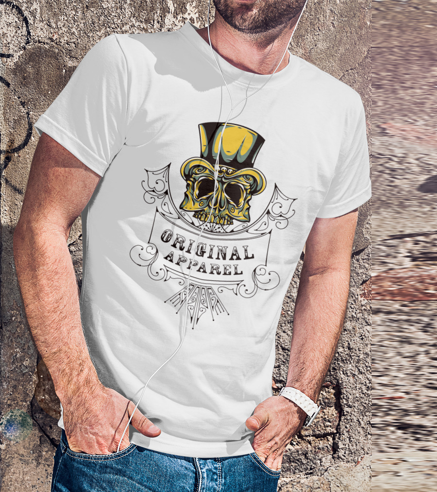 Original Apparel Skull With Top Hat T-Shirt