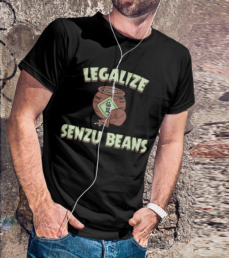 Legalize Senzu Beans Pot Icon With Japanese Kanji T-Shirt