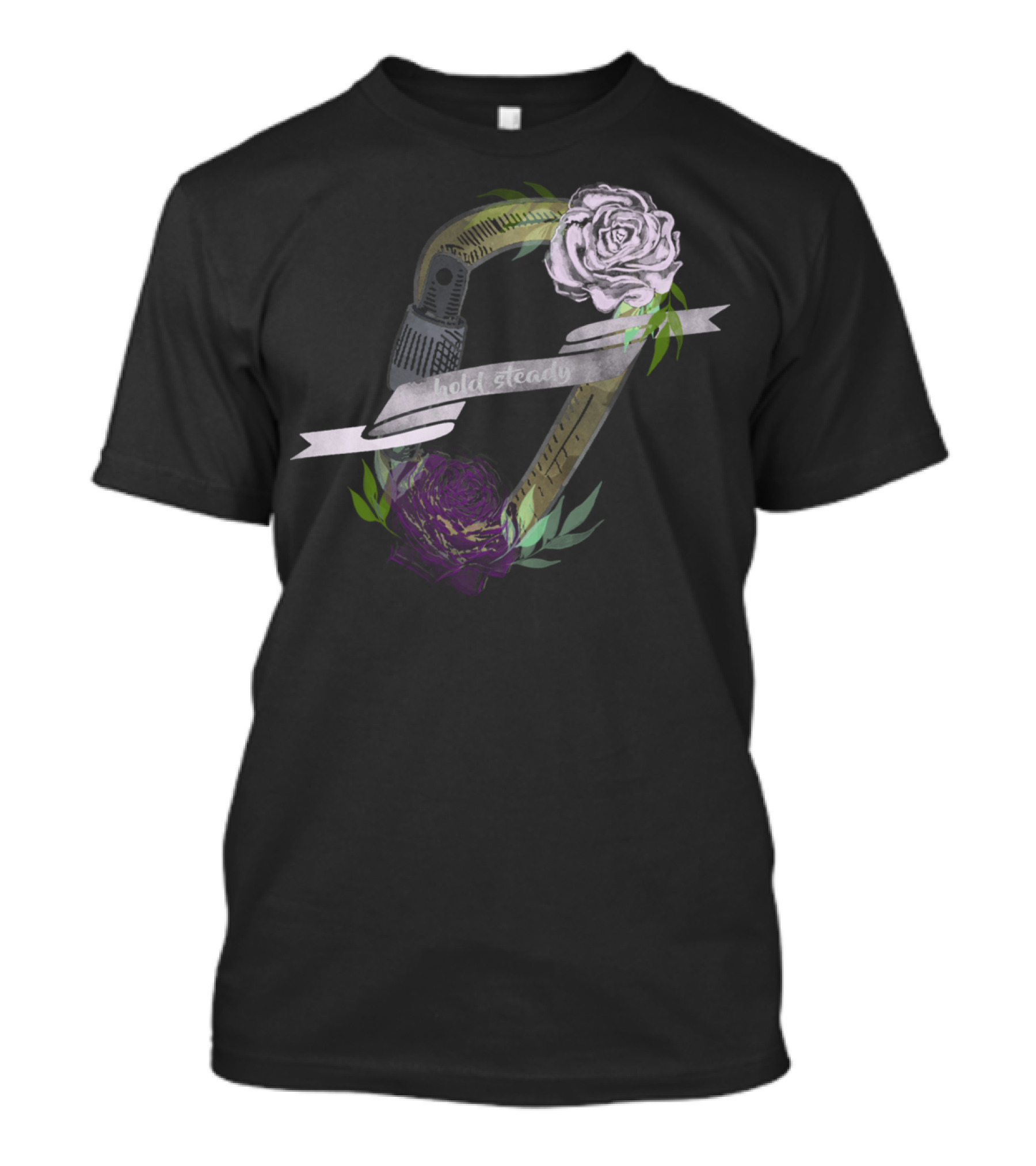 Hold Steady Microphone Ribbon With Roses And Leaves T-Shirt