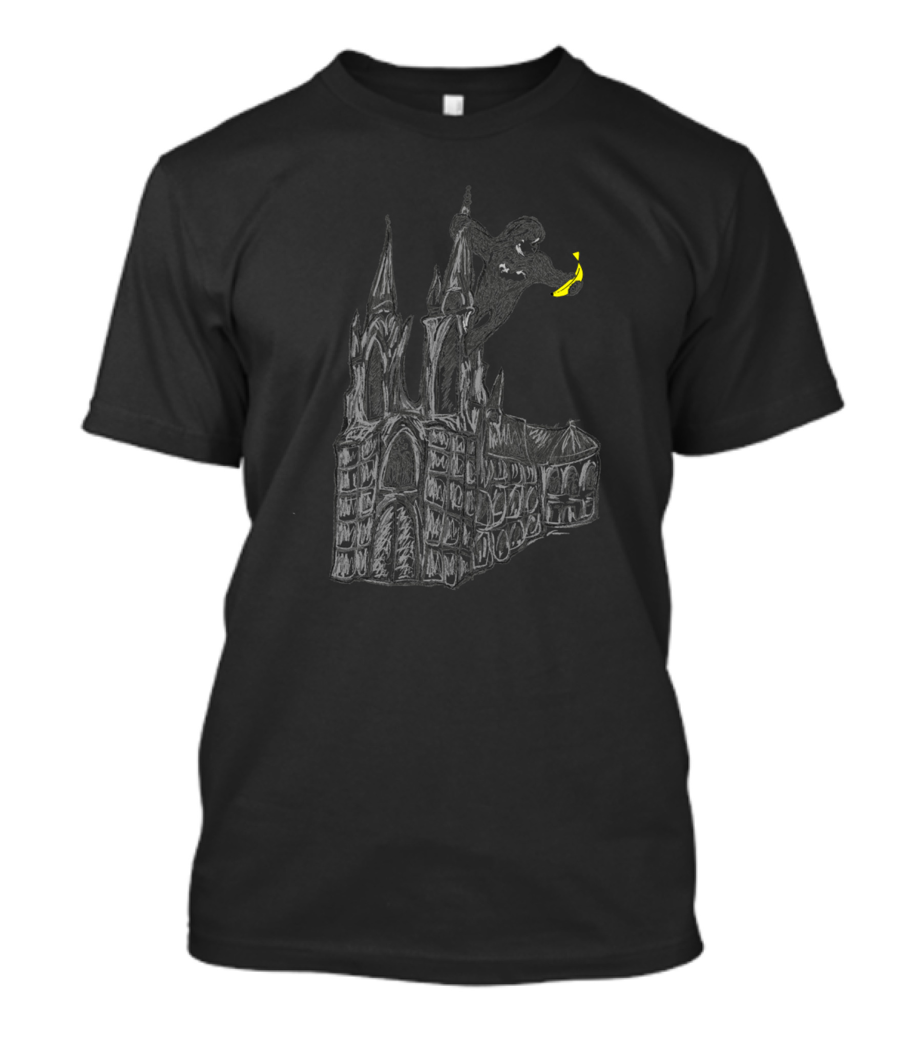 Godly Kong King Kong Silhouette Towering Gothic Cathedral T-Shirt