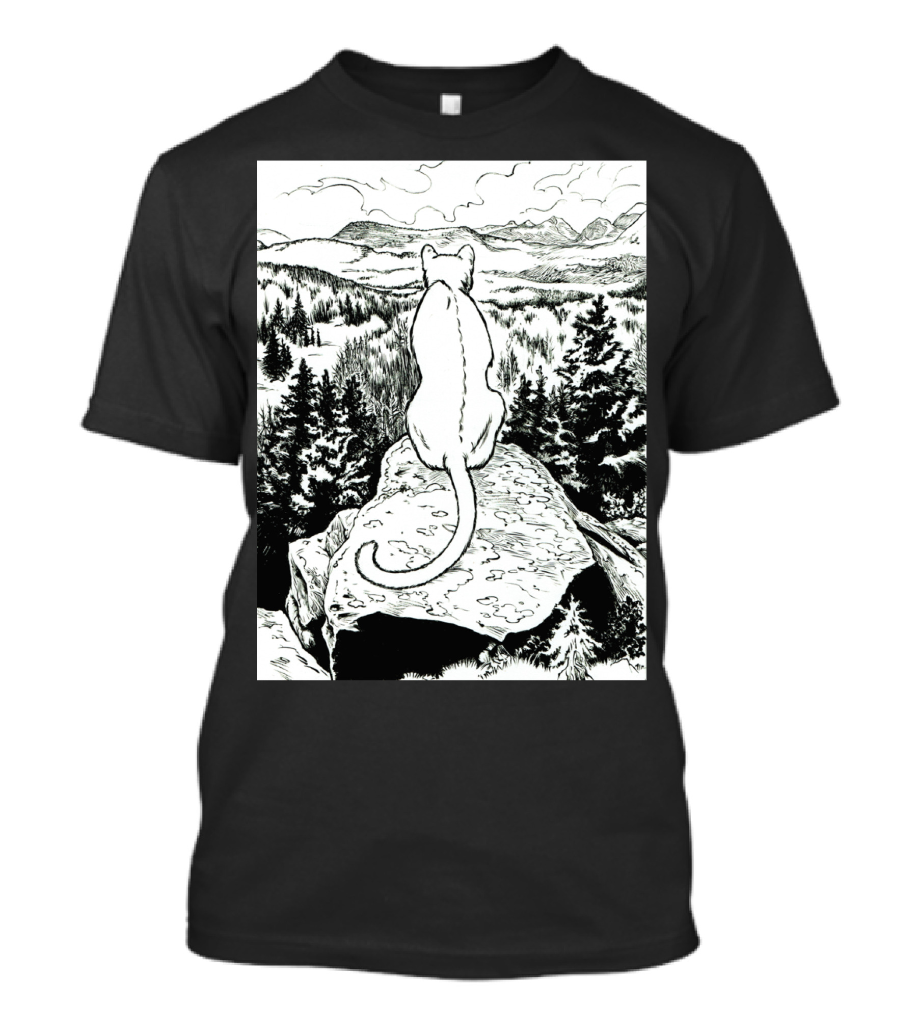Mountain View Contemplation With The Shadow Under The Leaf T-Shirt