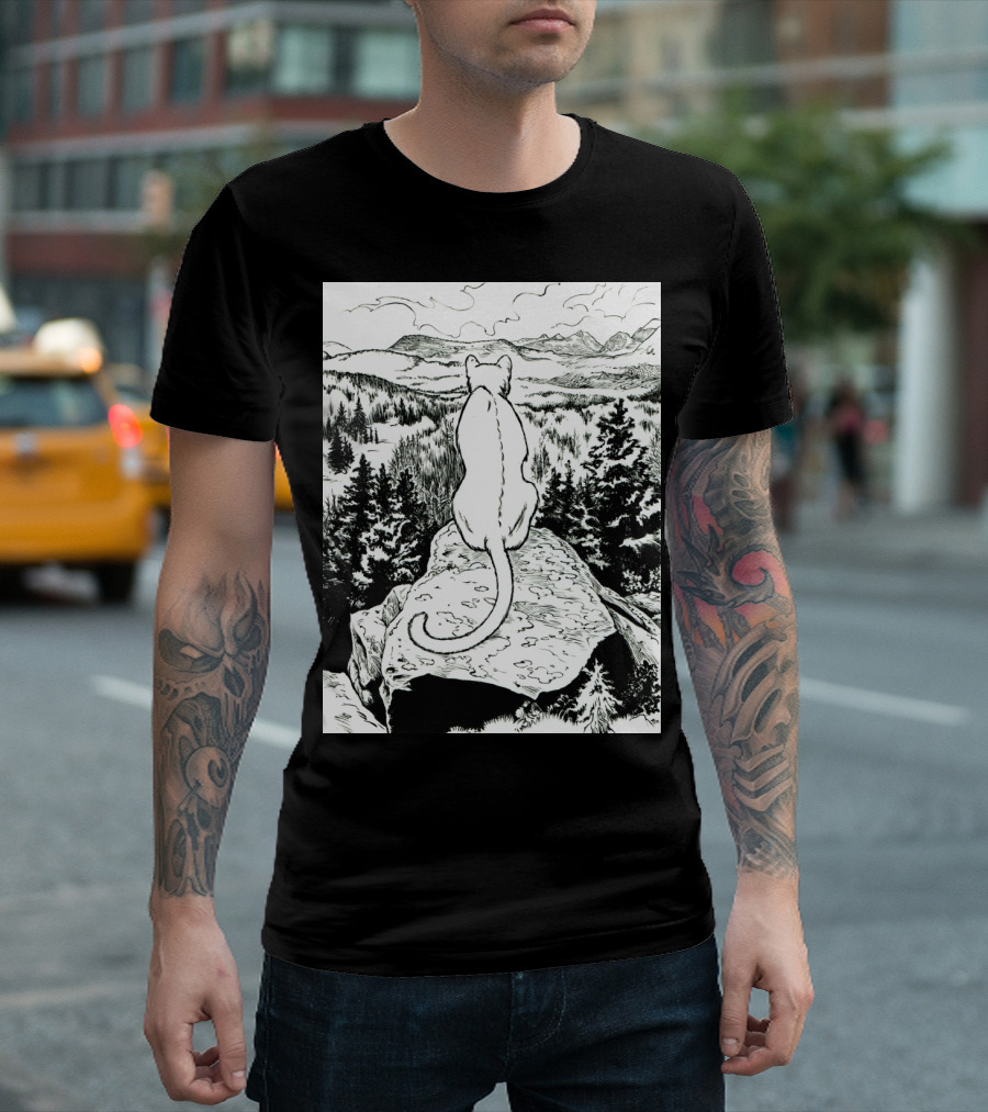 Mountain View Contemplation With The Shadow Under The Leaf T-Shirt