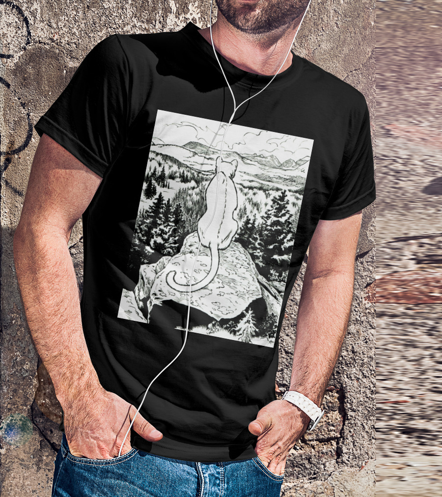 Mountain View Contemplation With The Shadow Under The Leaf T-Shirt