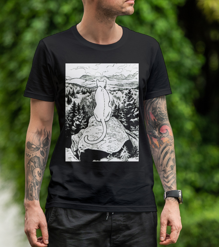 Mountain View Contemplation With The Shadow Under The Leaf T-Shirt