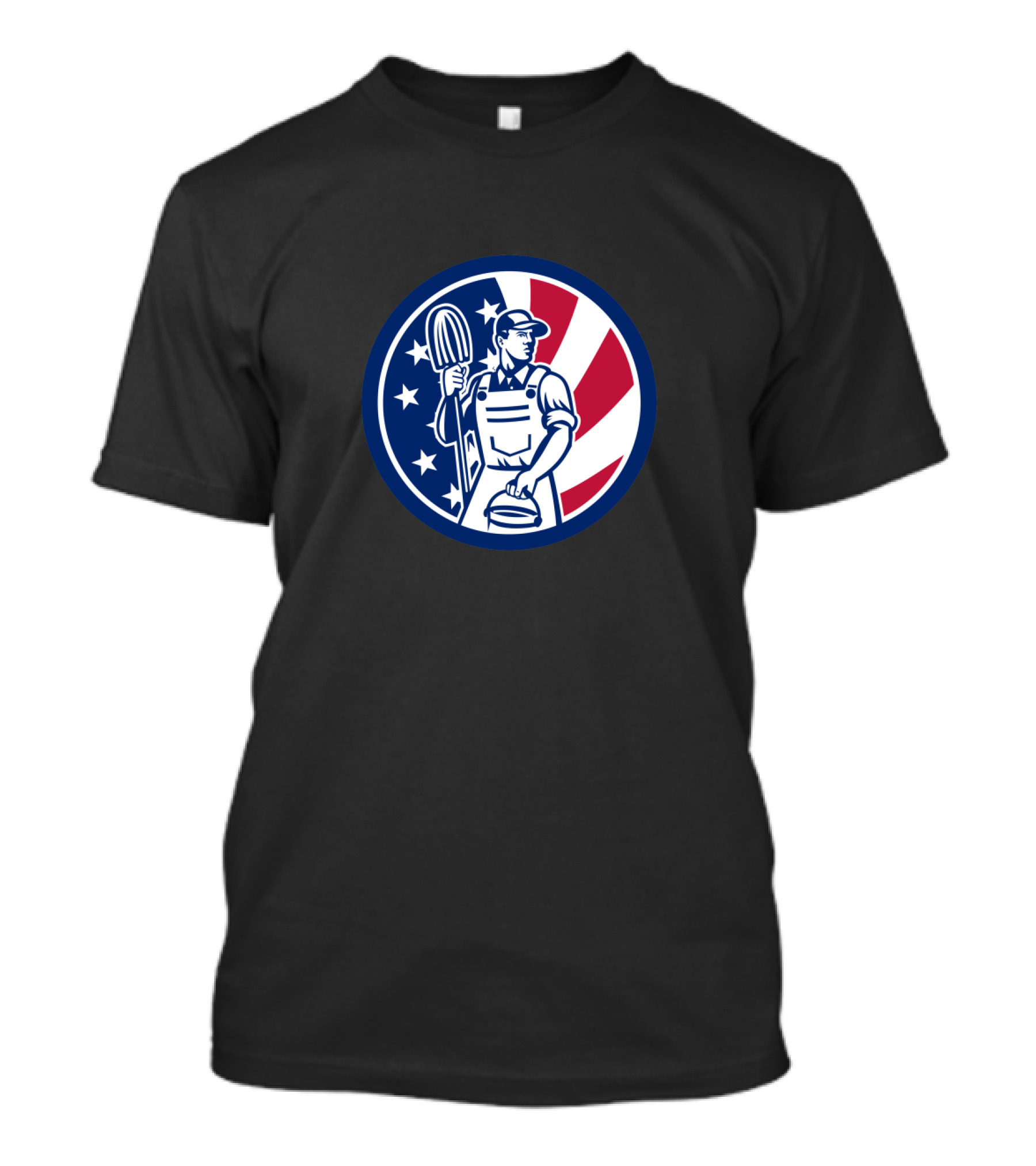 American Cleaner Icon With USA Flag Stripes And Stars T-Shirt