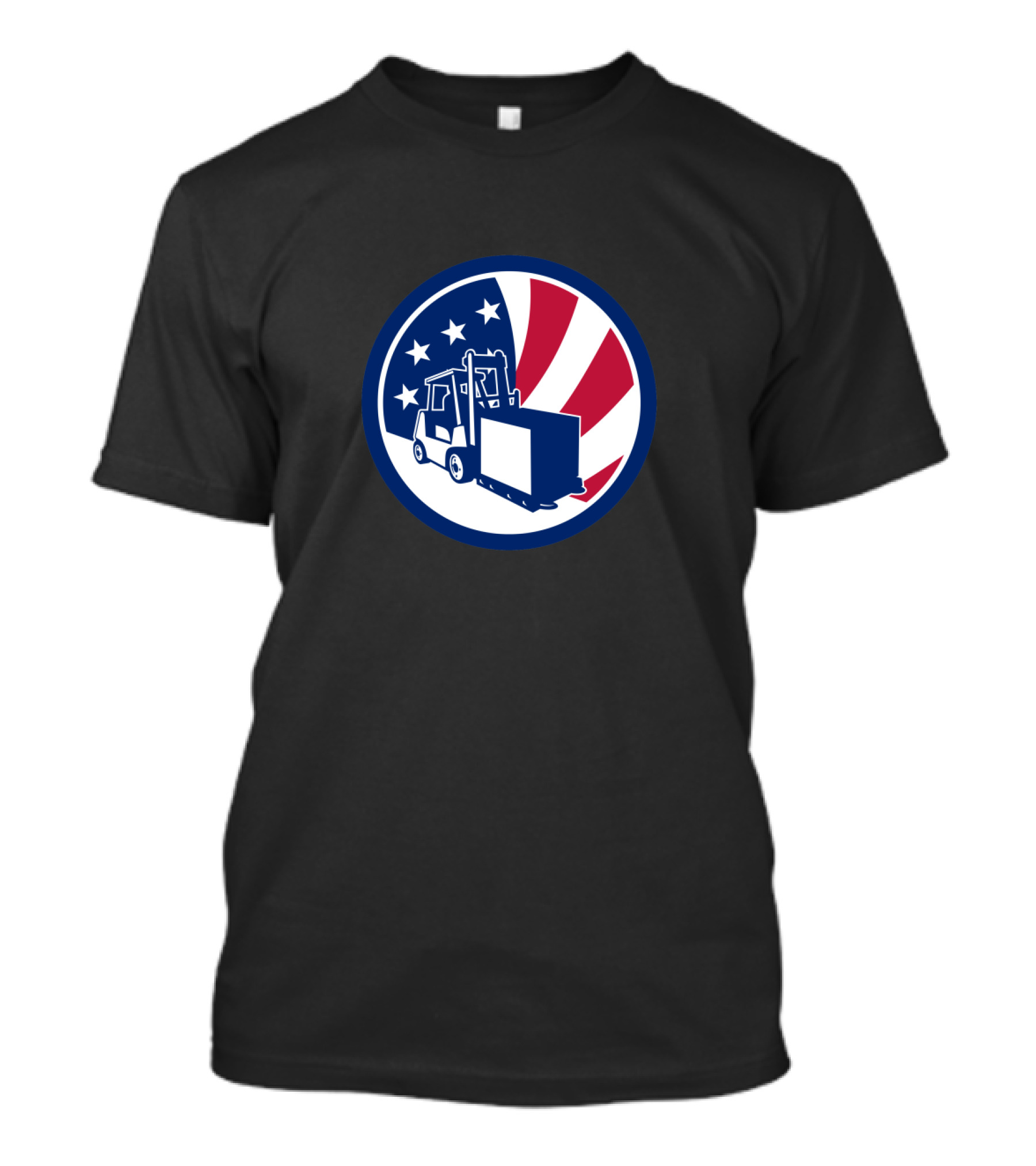 American Logistics USA Flag Forklift Icon T-Shirt
