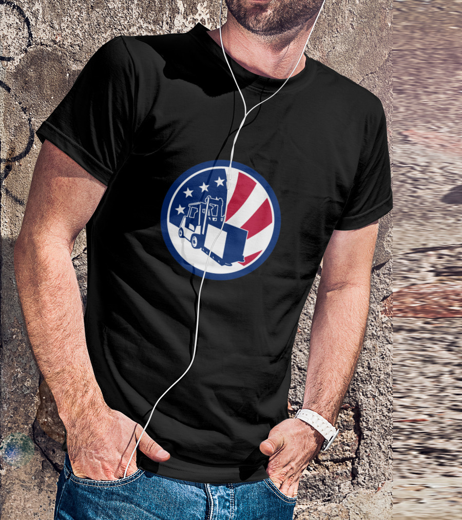 American Logistics USA Flag Forklift Icon T-Shirt