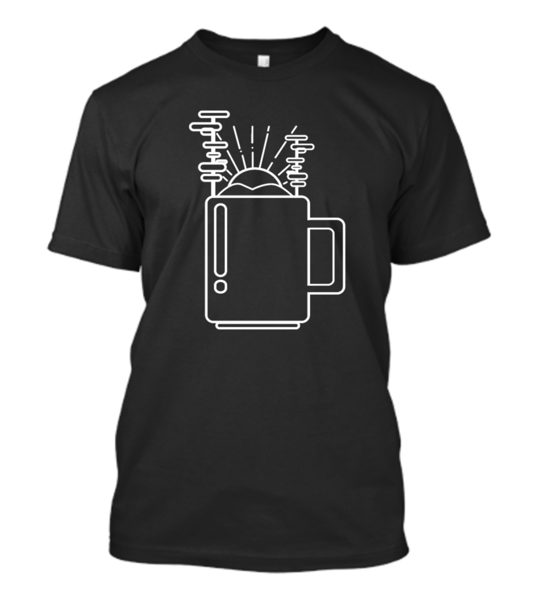 Coffee Cup Mountains Sun Nature Camping Adventure T-Shirt