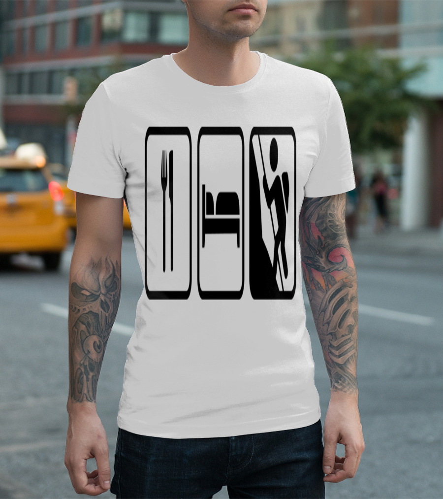 Eat Sleep Climbing Fork Bed Climber Icons T-Shirt