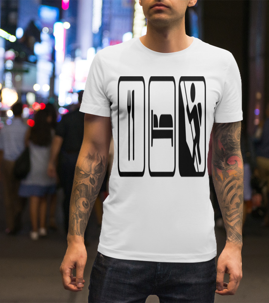 Eat Sleep Climbing Fork Bed Climber Icons T-Shirt