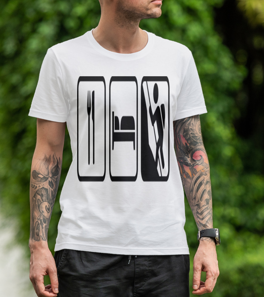 Eat Sleep Climbing Fork Bed Climber Icons T-Shirt
