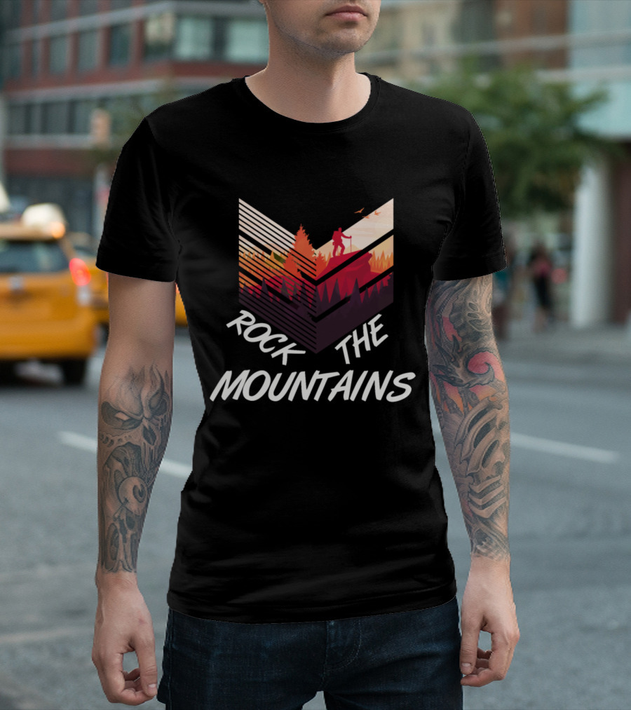 Rock the Mountains Hiker at Sunrise Adventure T-Shirt