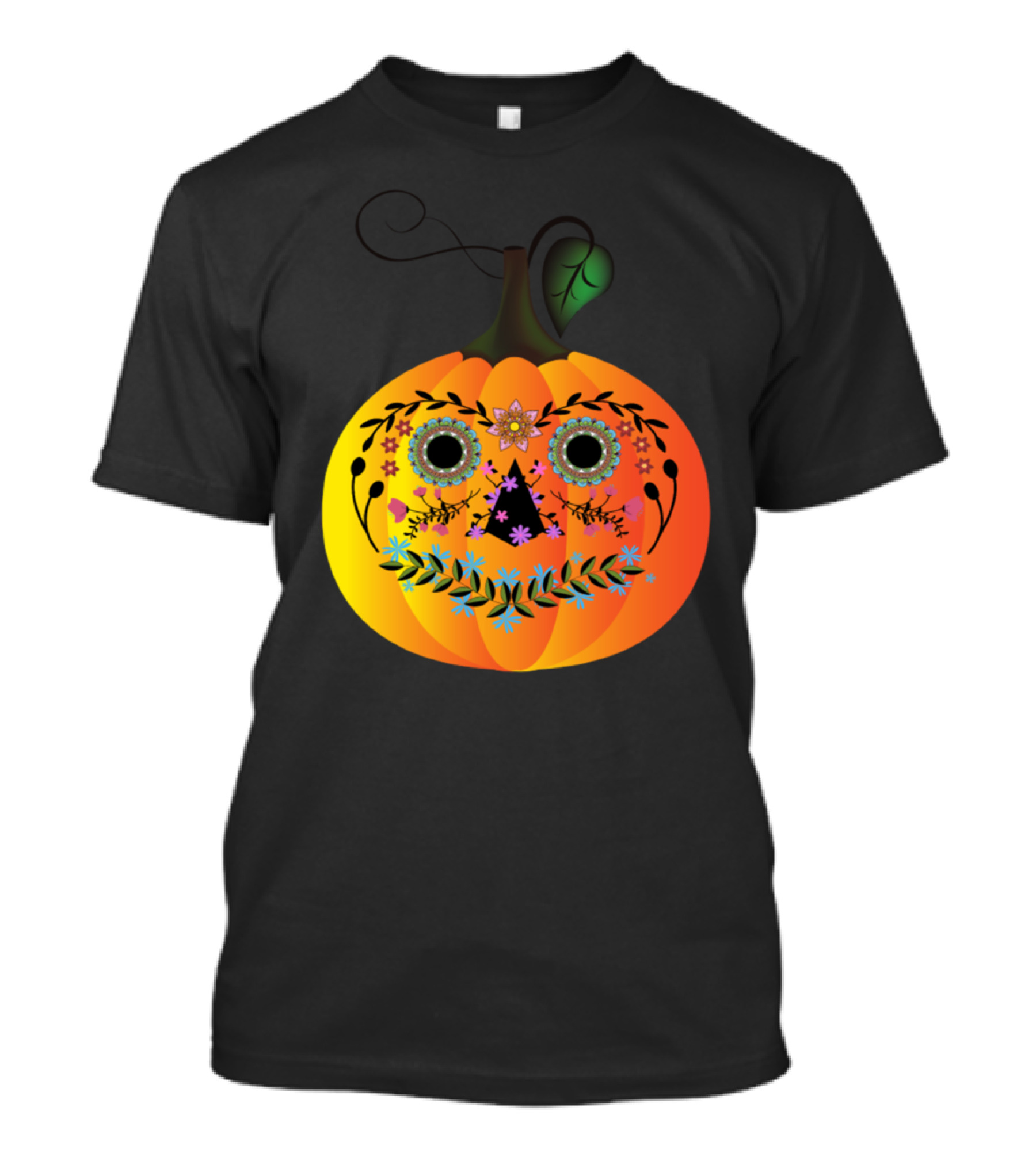 Sugar Skull Pumpkin Halloween Day Of The Dead Fiesta T-Shirt