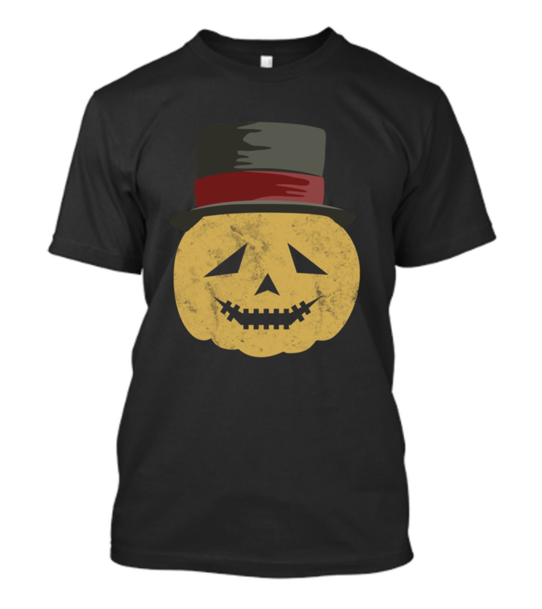 Scary Pumpkin Head With Hat And Grinning Face T-Shirt