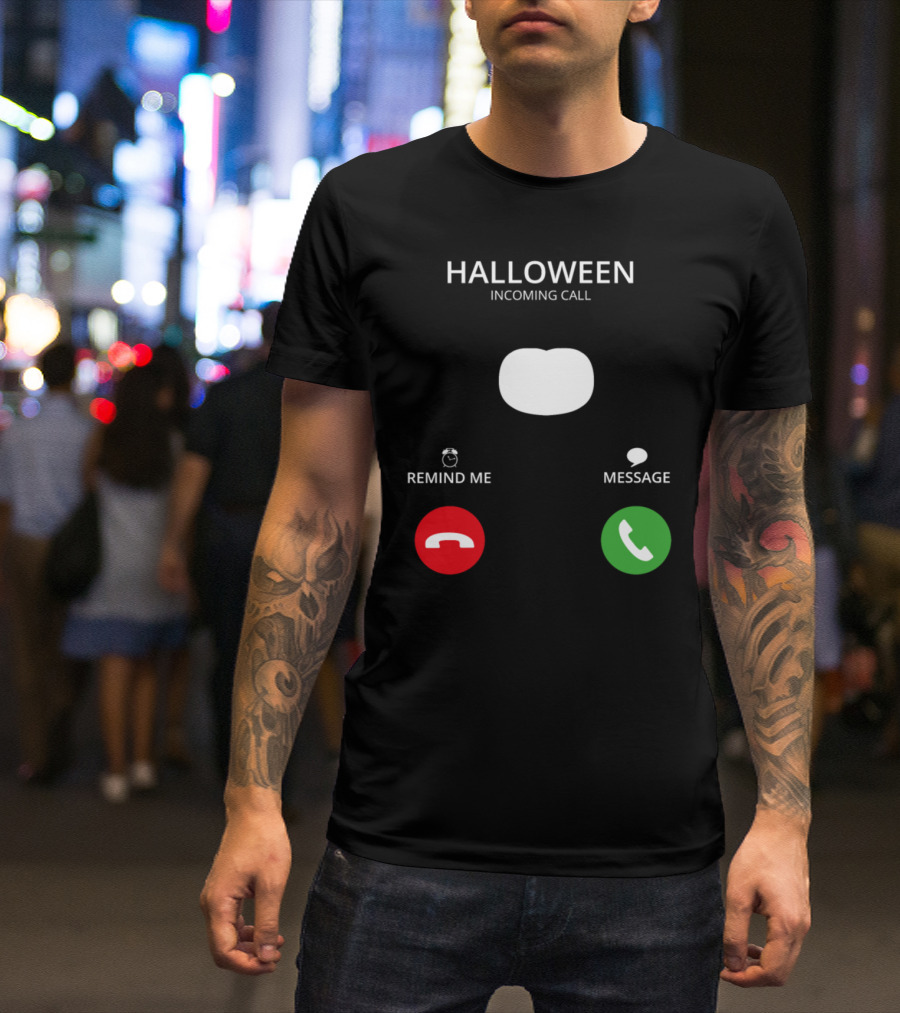 Halloween Incoming Call Pumpkin Remind Me Message T-Shirt