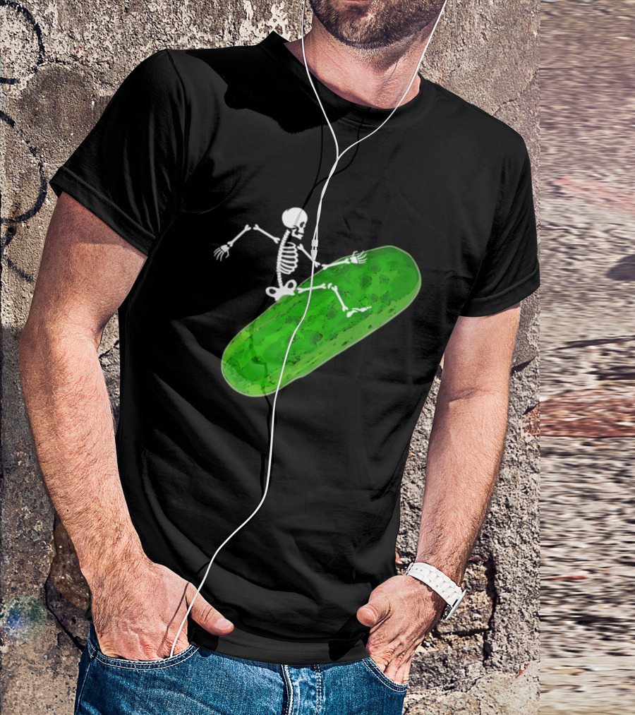 Skeleton Riding On Giant Pickle T-Shirt