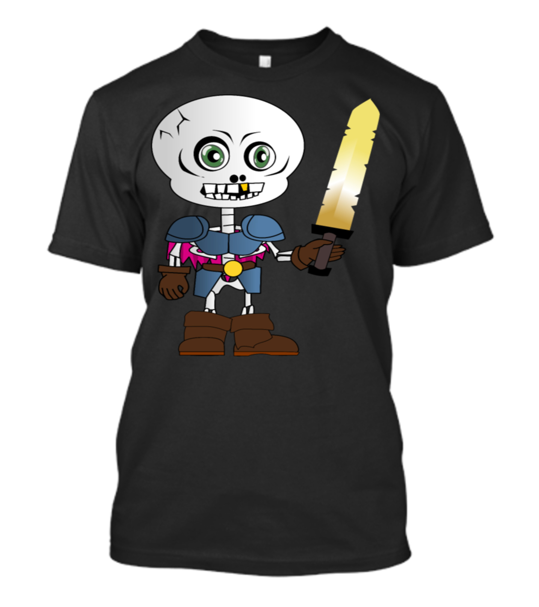 Skeleton Chibi Warrior Sword T-Shirt