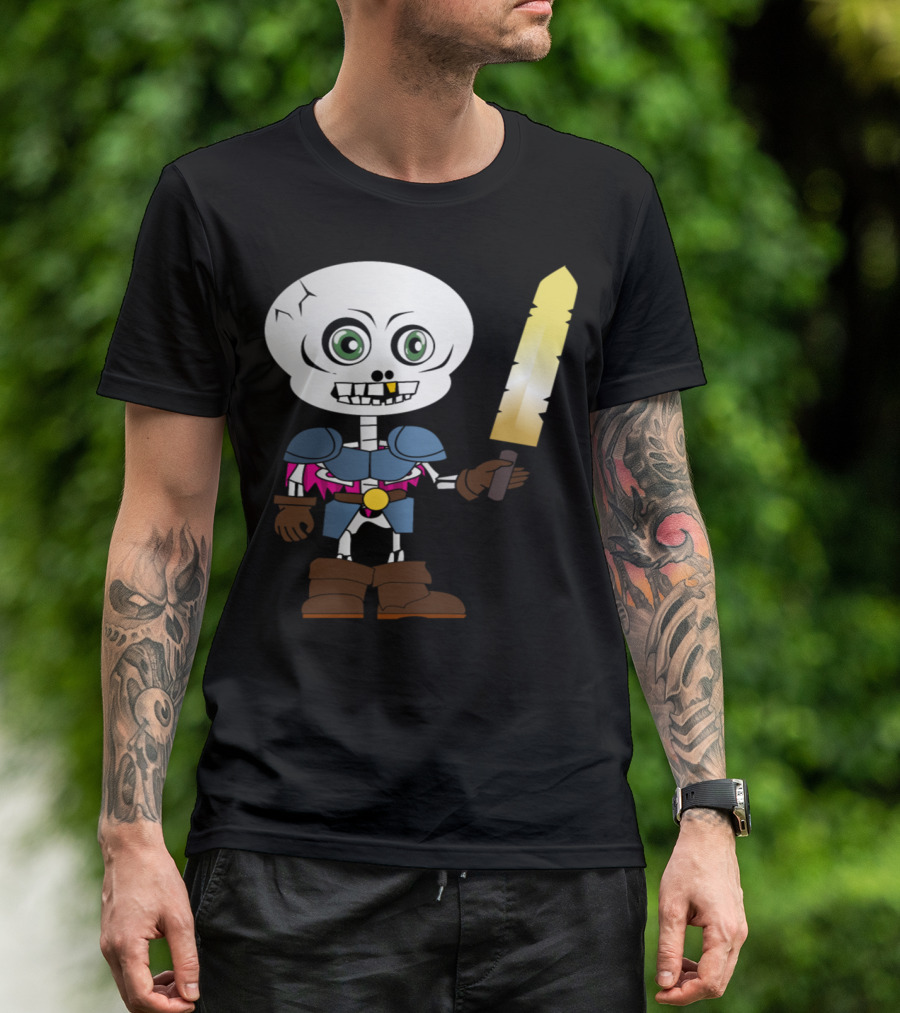 Skeleton Chibi Warrior Sword T-Shirt