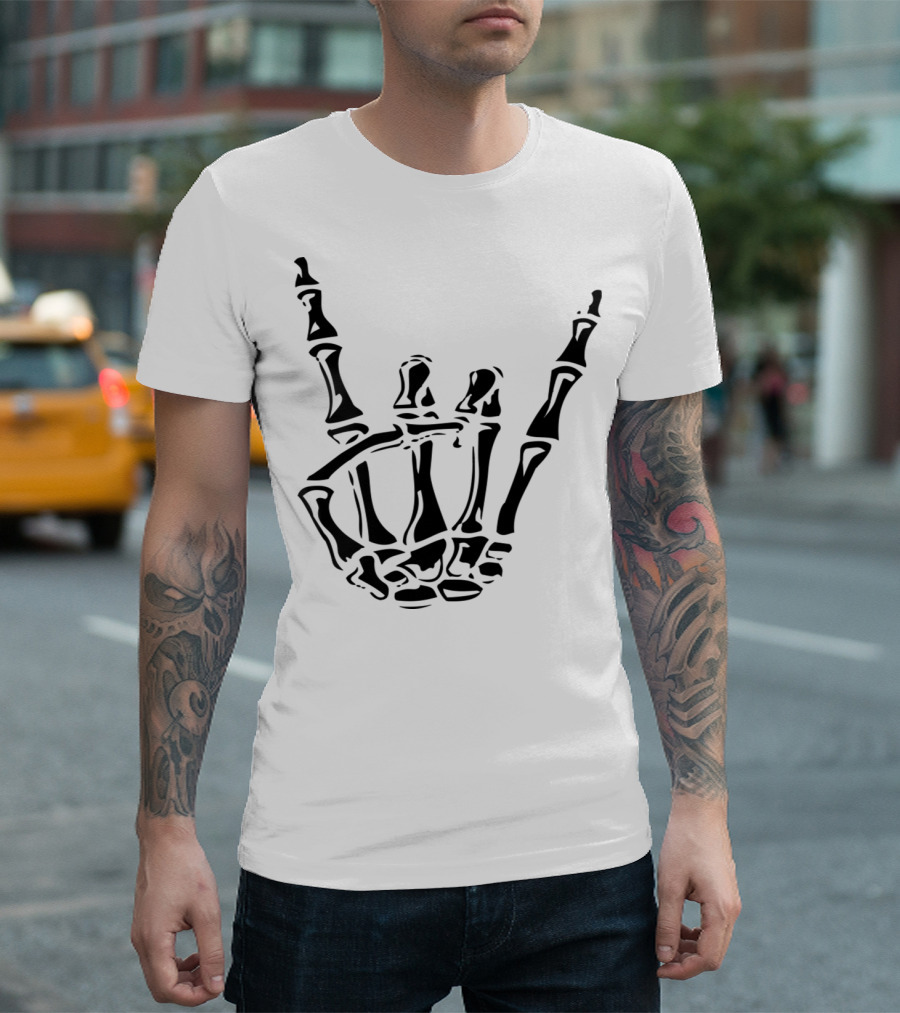 Rock On Skeleton Hand T-Shirt