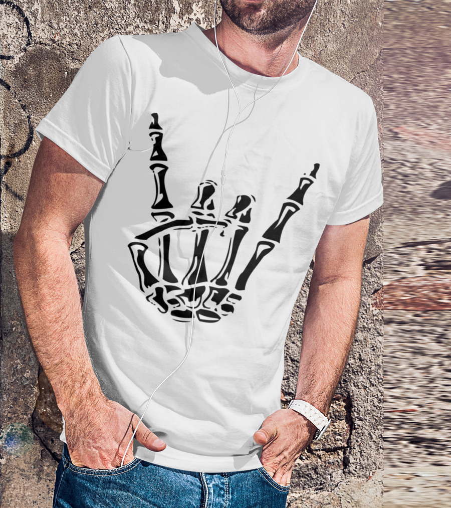 Rock On Skeleton Hand T-Shirt