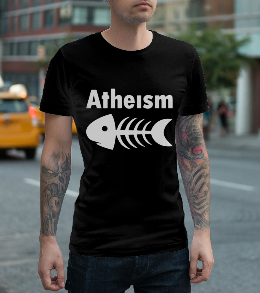 Atheism Fish Skeleton Mens Funny Atheist T-Shirt