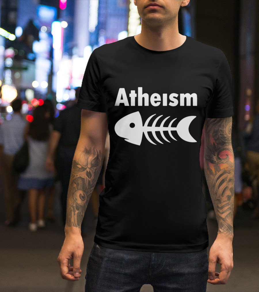 Atheism Fish Skeleton Mens Funny Atheist T-Shirt