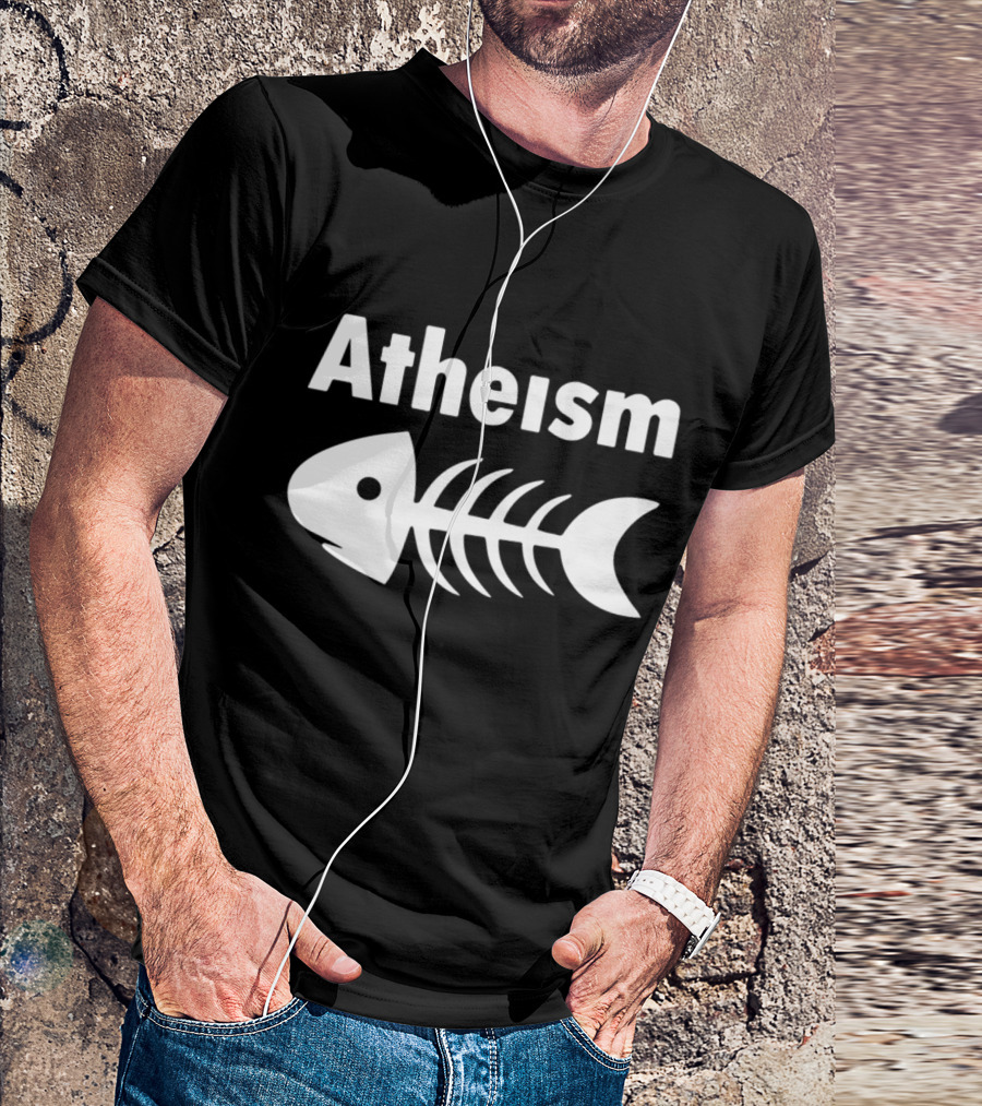 Atheism Fish Skeleton Mens Funny Atheist T-Shirt
