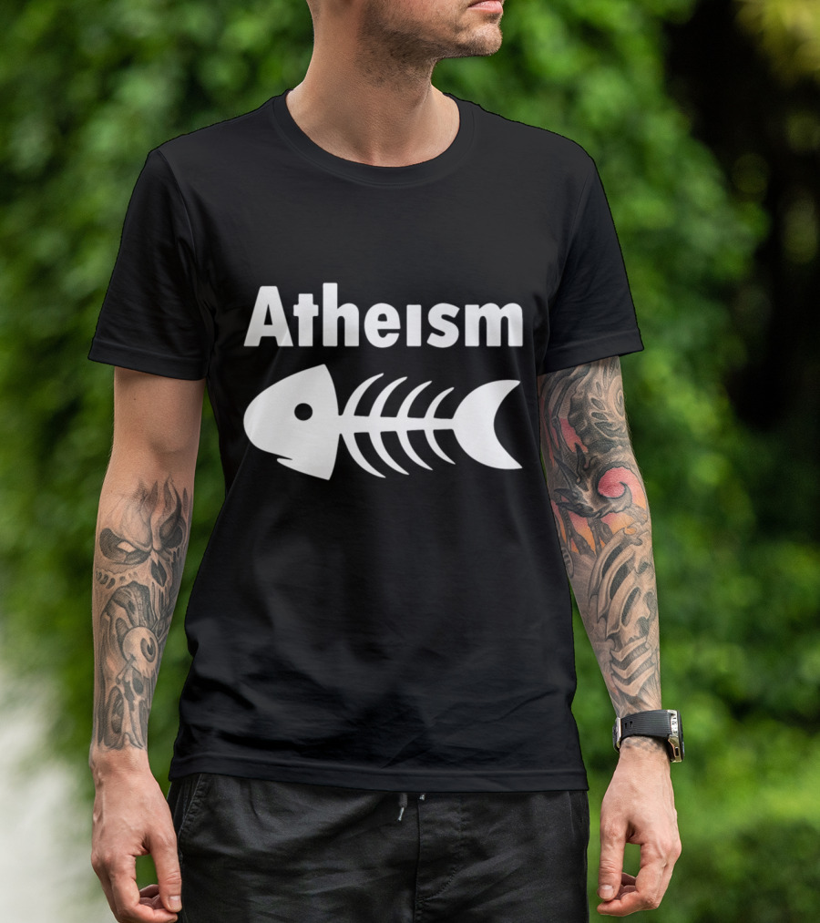 Atheism Fish Skeleton Mens Funny Atheist T-Shirt