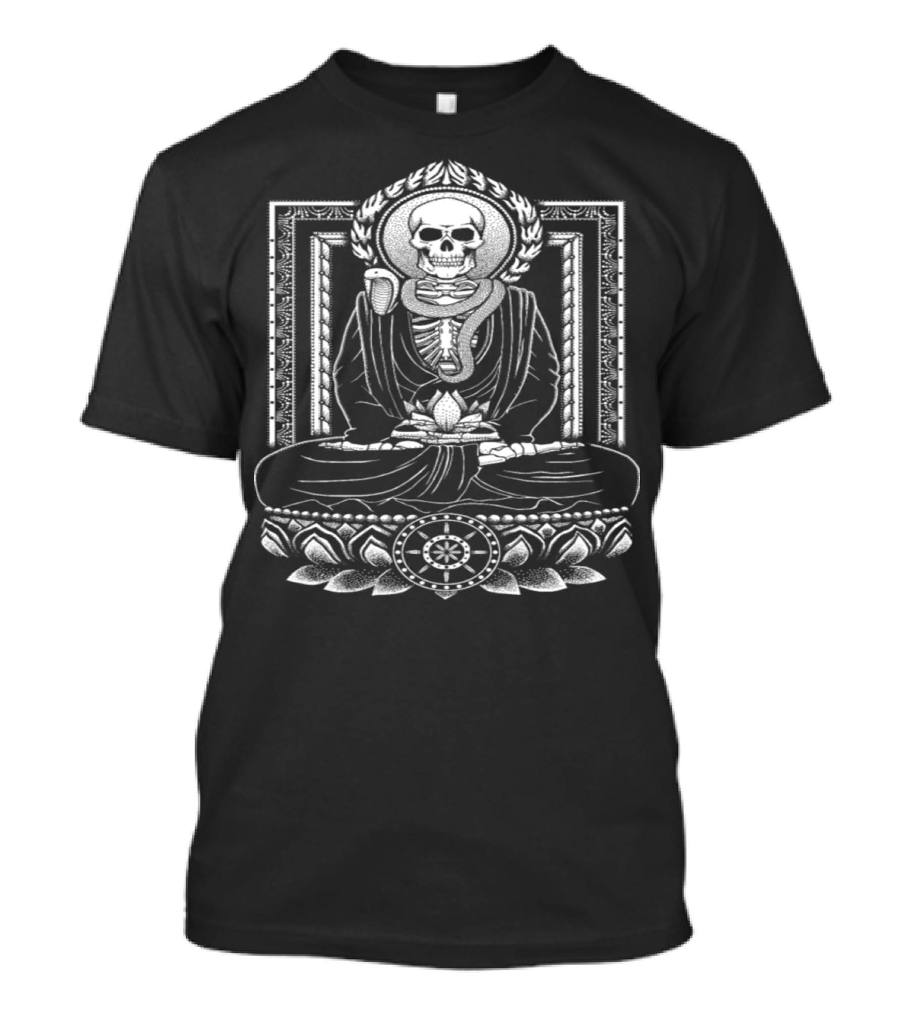 Starving Buddha Naga Skull Meditation With Snake And Lotus T-Shirt