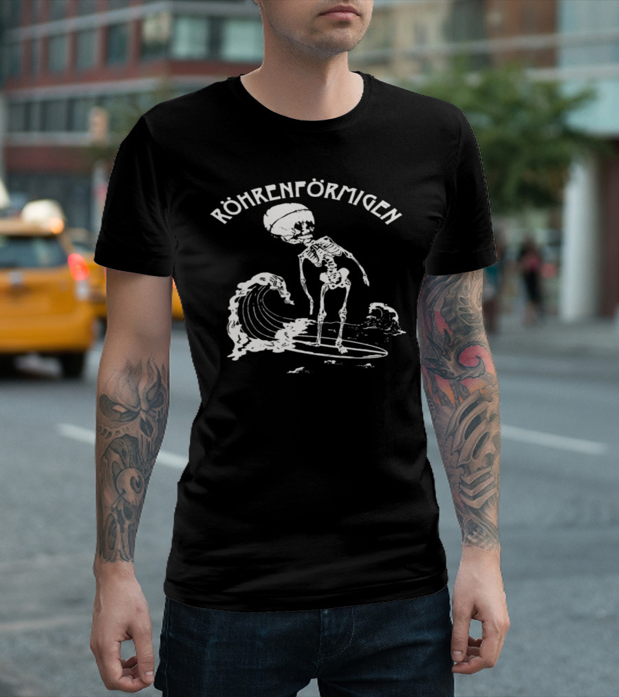 Röhrenförmigen Surfing Skeleton Surfer T-Shirt
