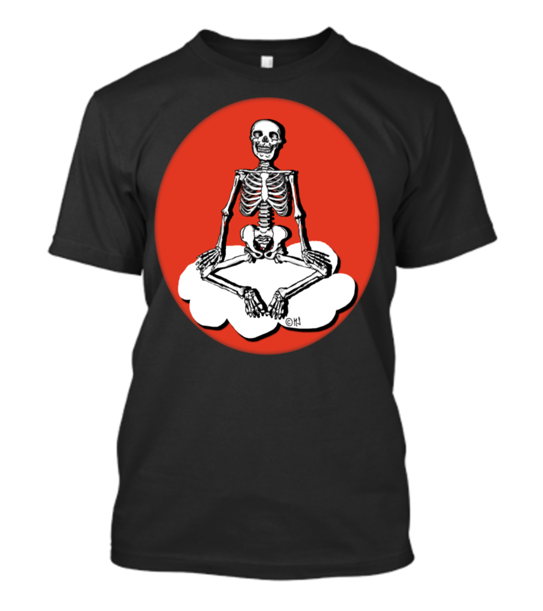Skeleton Meditation Sitting Cross-Legged On Cloud T-Shirt