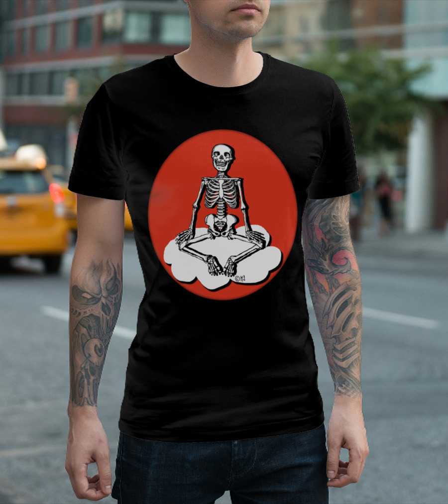 Skeleton Meditation Sitting Cross-Legged On Cloud T-Shirt