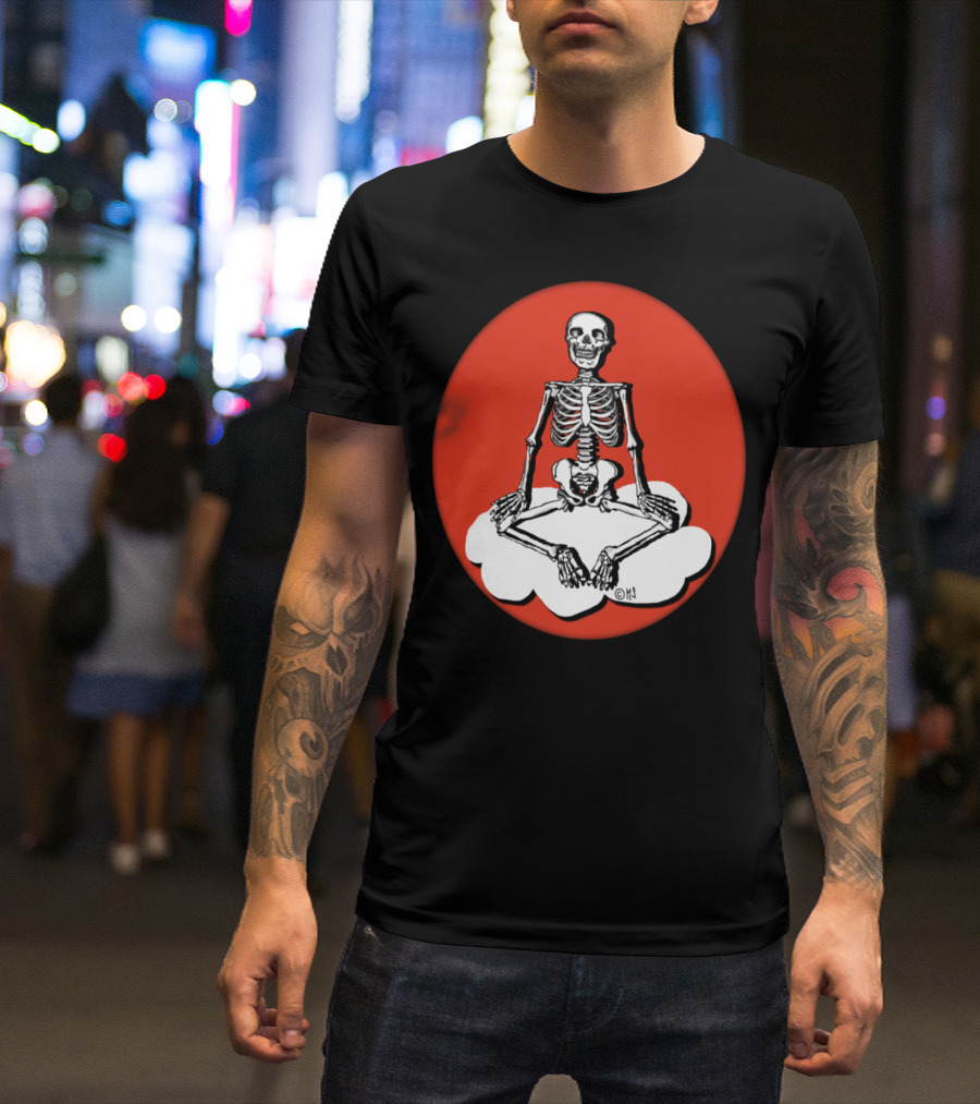 Skeleton Meditation Sitting Cross-Legged On Cloud T-Shirt