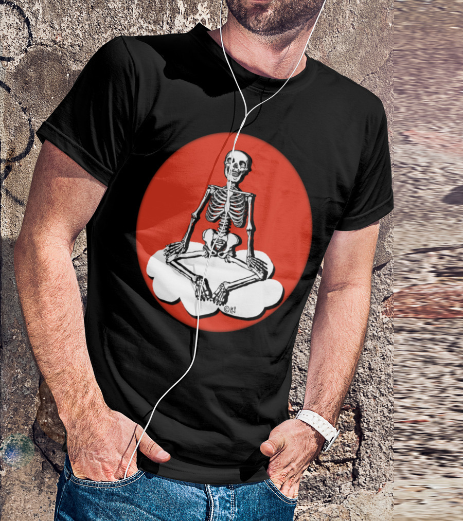 Skeleton Meditation Sitting Cross-Legged On Cloud T-Shirt