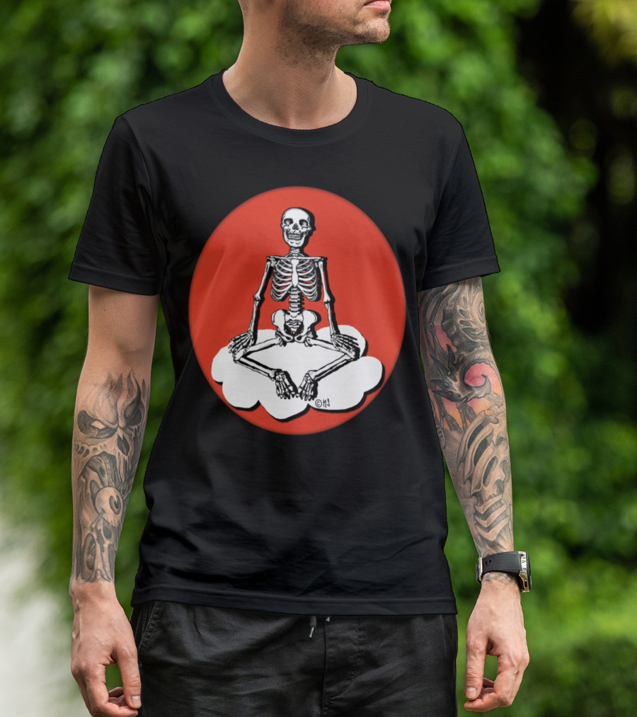Skeleton Meditation Sitting Cross-Legged On Cloud T-Shirt