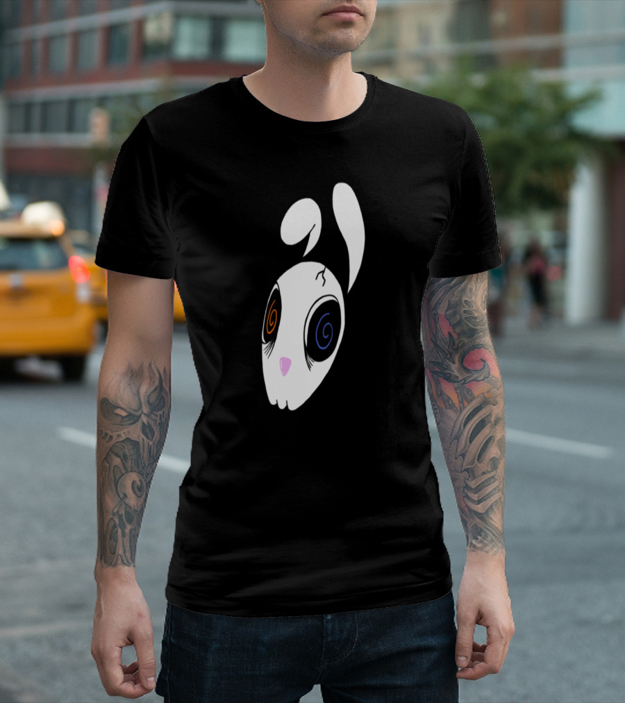 Skull Bunny Spiral Eyes White Head T-Shirt