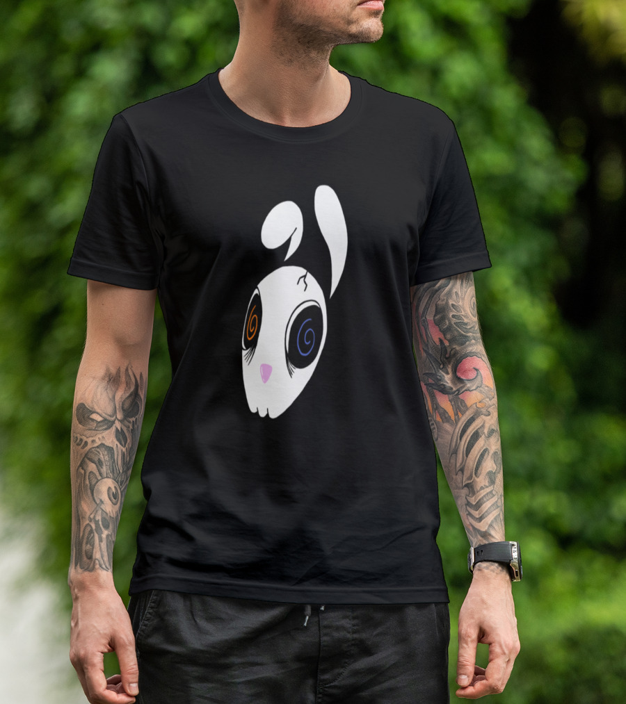 Skull Bunny Spiral Eyes White Head T-Shirt