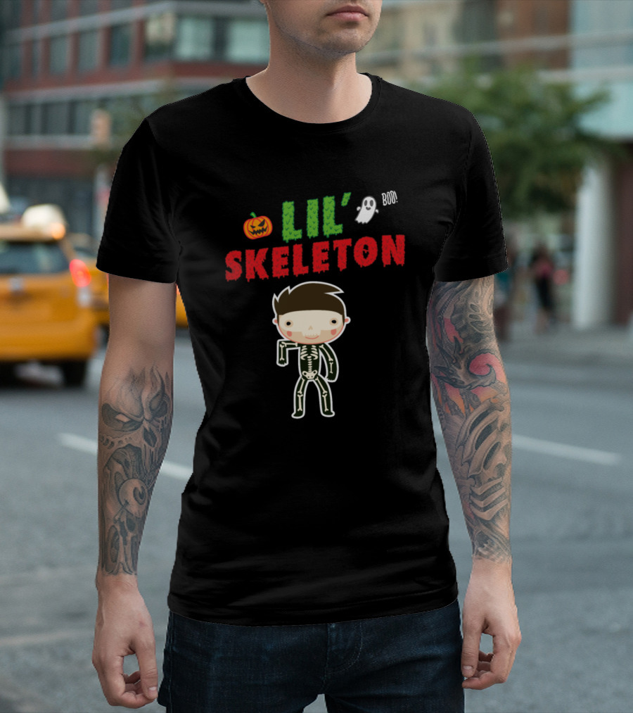LIL' SKELETON Pumpkin Ghost Boo T-Shirt