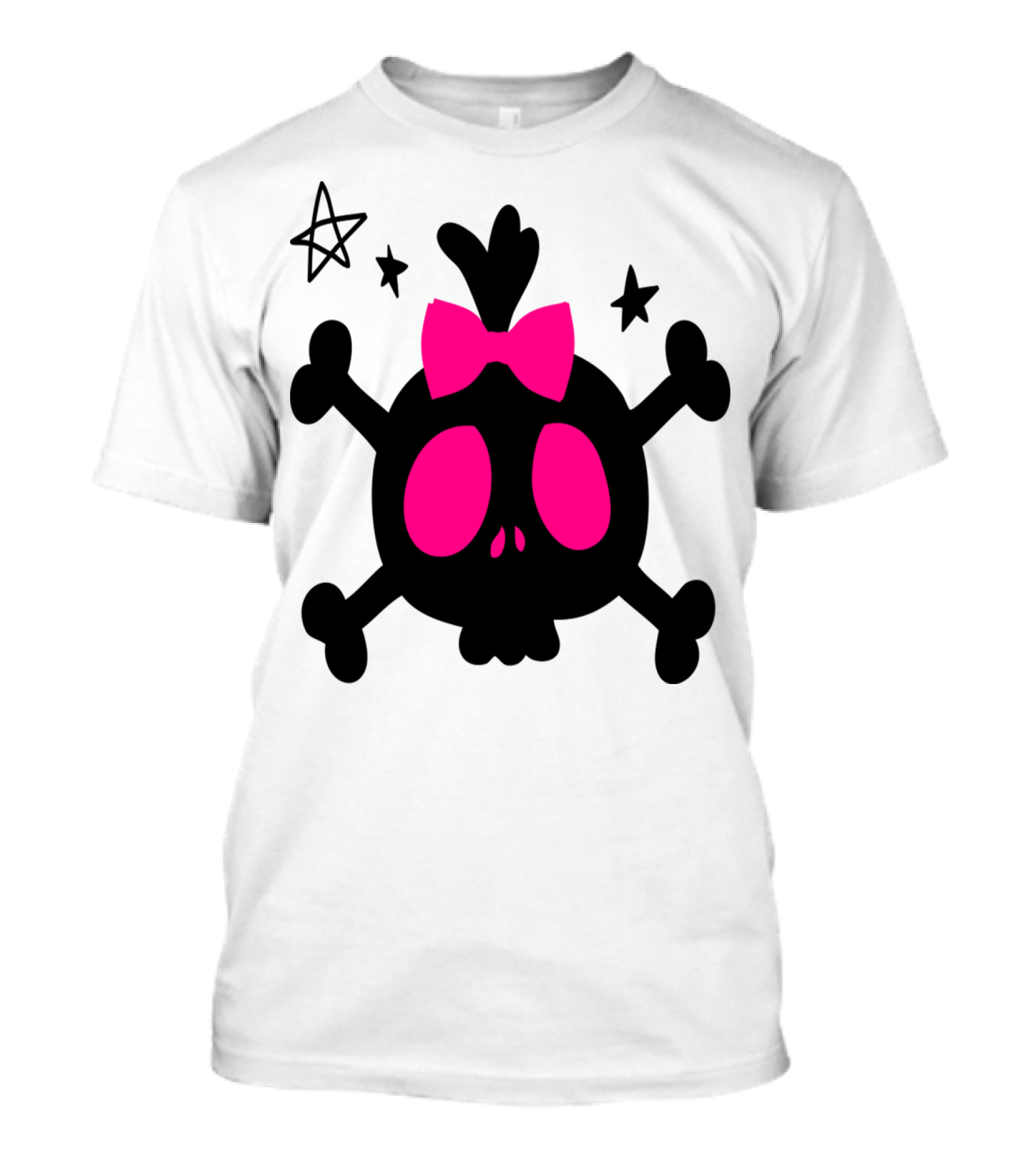 Cute Skull CC2 Pink Bow Stars T-Shirt