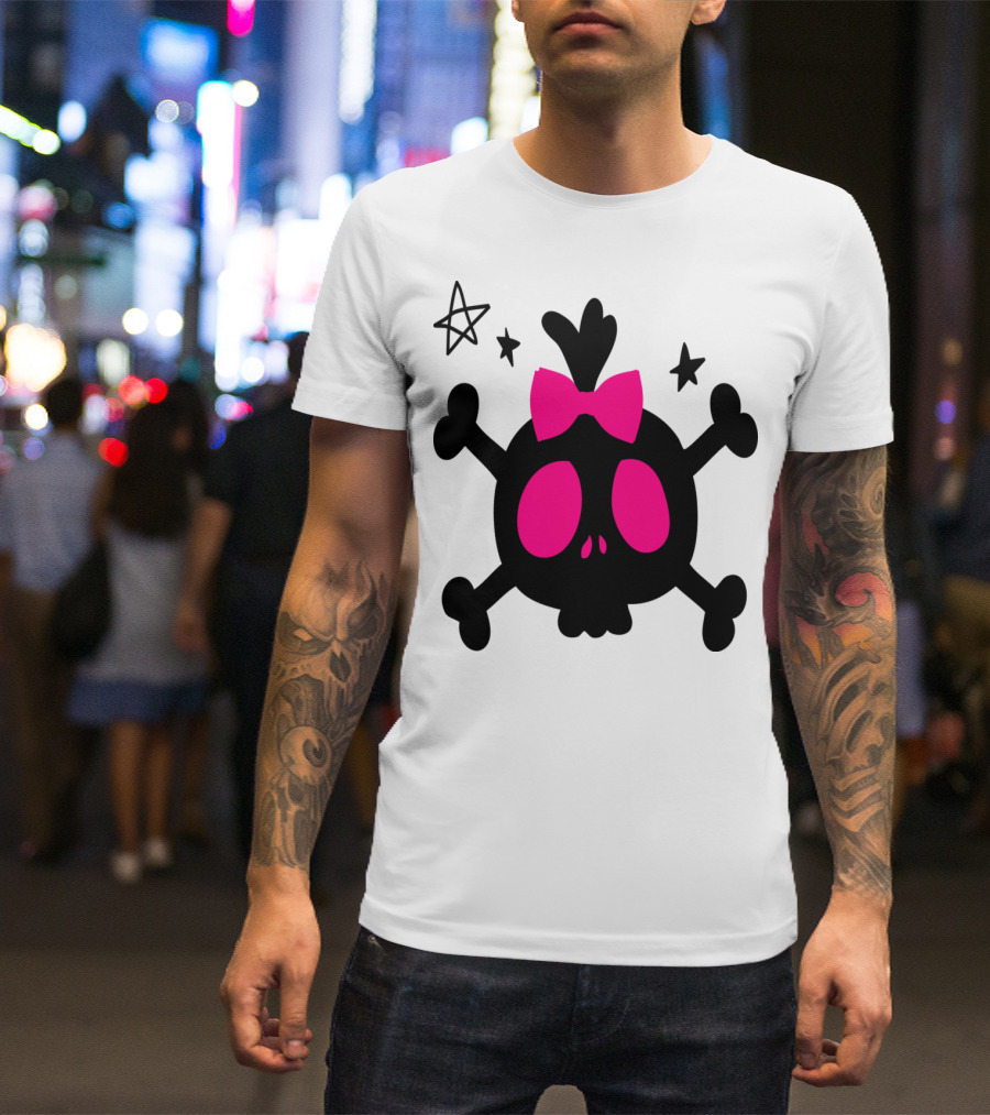 Cute Skull CC2 Pink Bow Stars T-Shirt