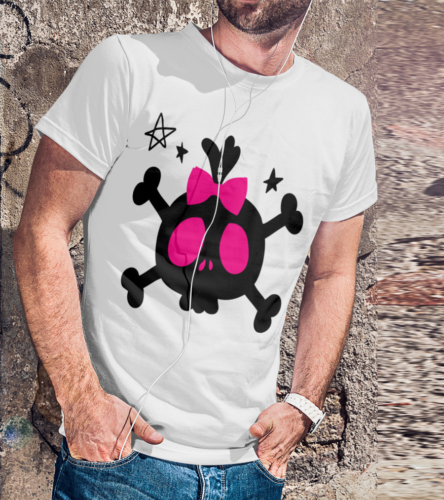 Cute Skull CC2 Pink Bow Stars T-Shirt