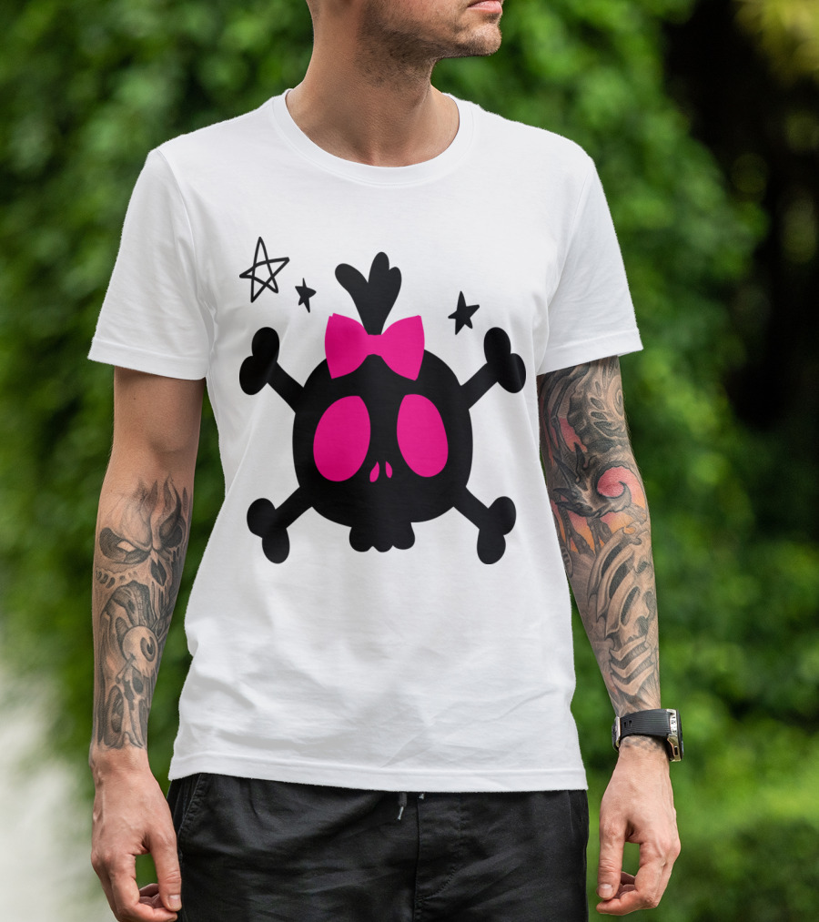 Cute Skull CC2 Pink Bow Stars T-Shirt