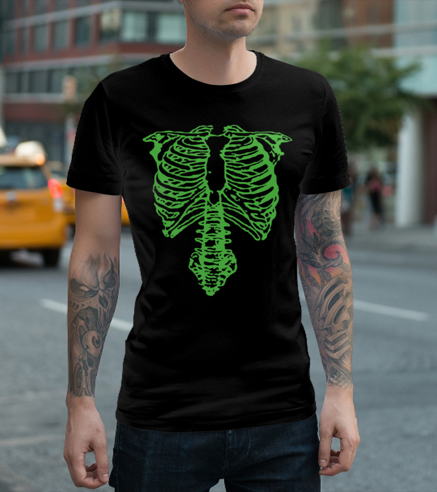 Nigel Tufnel Ribcage Skeleton Vibrant Neon Green T-Shirt