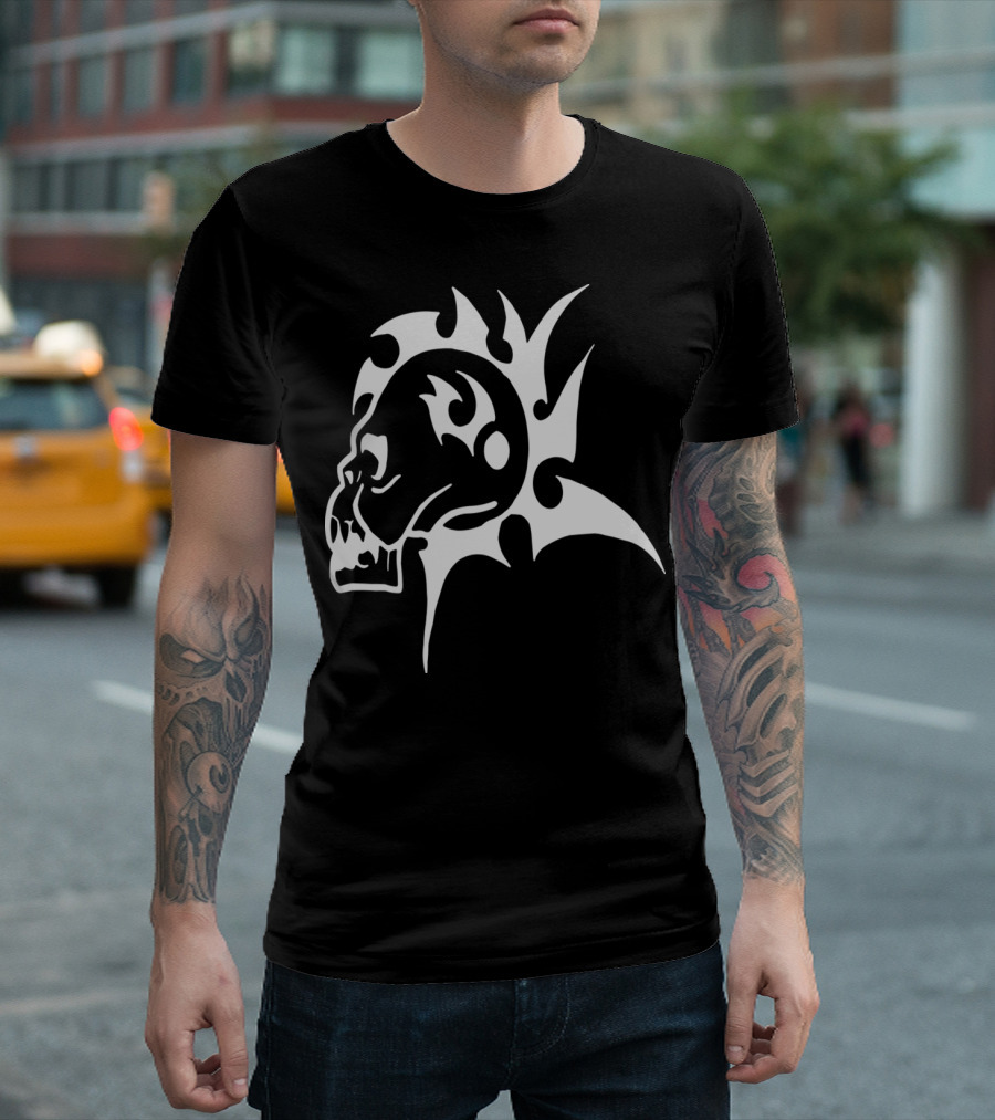 Mohawk Skull Tribal Fusion T-Shirt