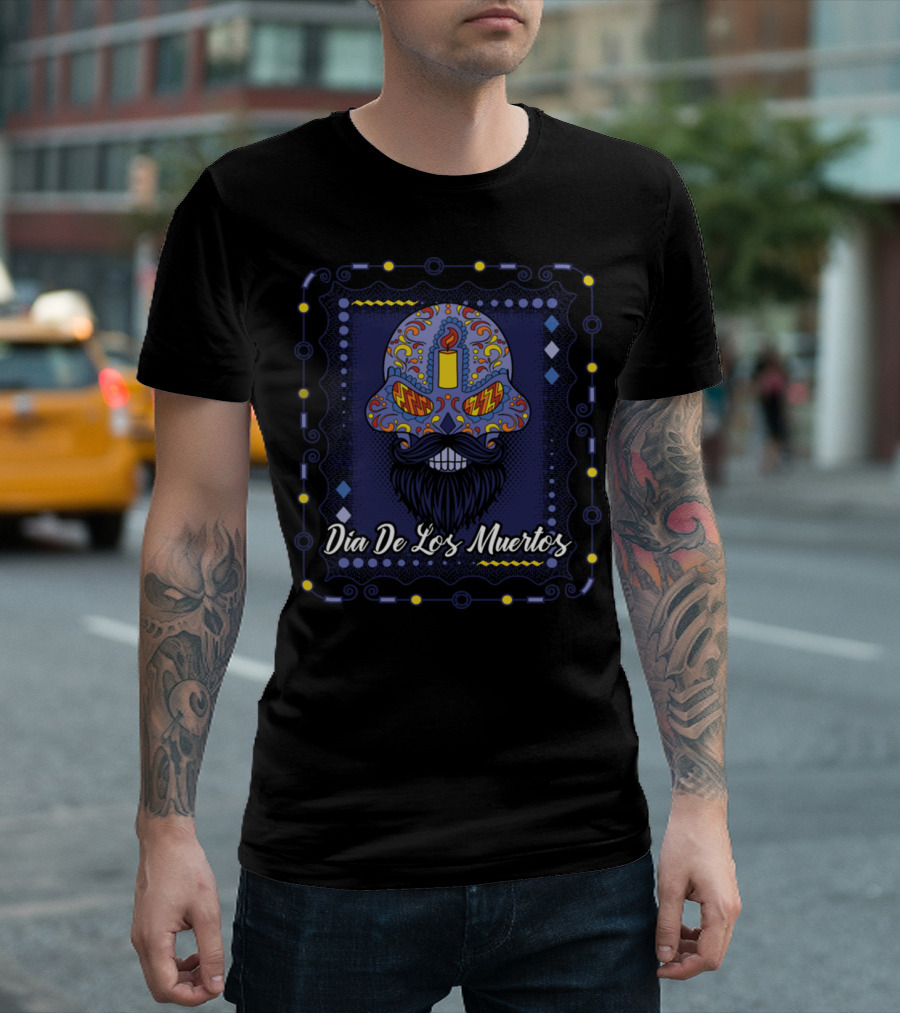Dia De Los Muertos Sugar Skull Hipster Purple T-Shirt
