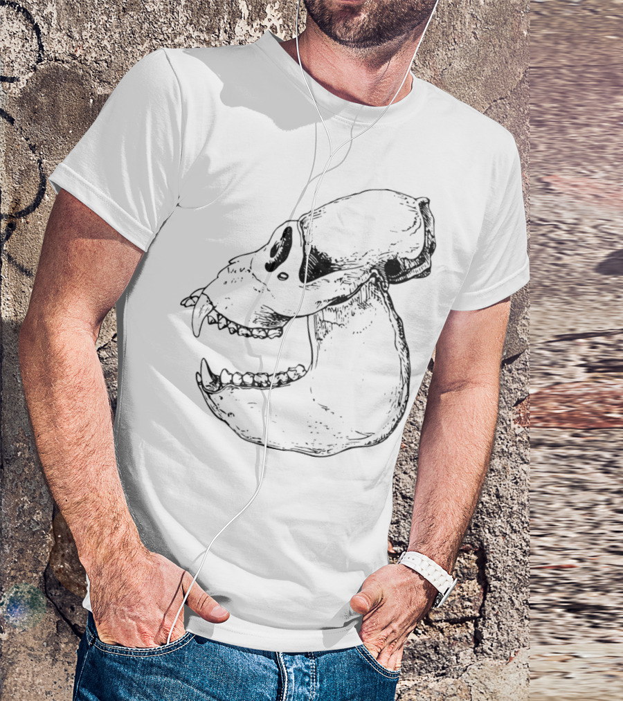 Bruellaffe Schaedel Skull Drawing T-Shirt