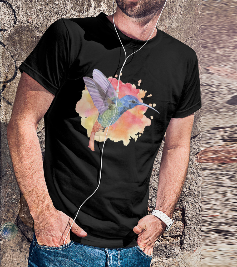 Colorful Rainbow Hummingbird Spring Bird Summer Watercolor T-Shirt
