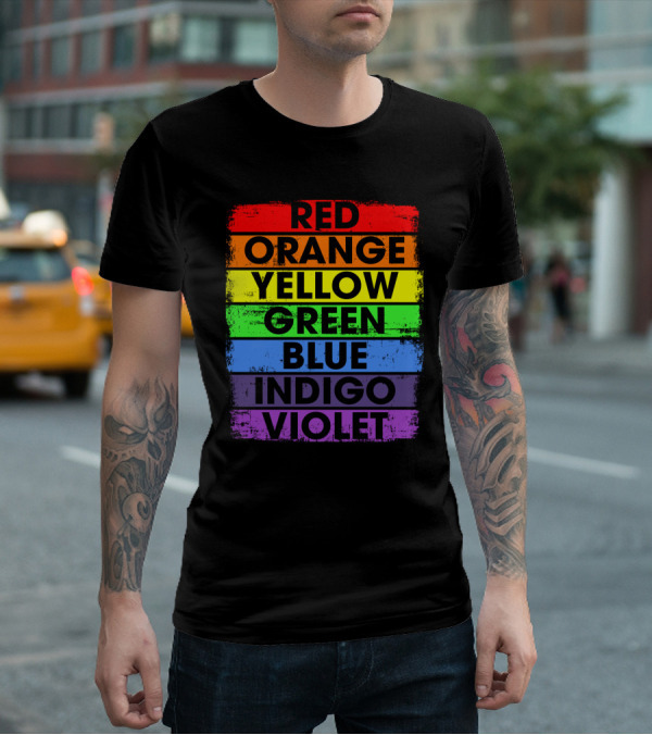 Colors Of The Rainbow Red Orange Yellow Green Blue Indigo Violet T-Shirt