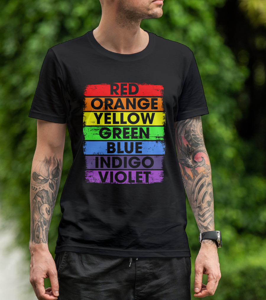 Colors Of The Rainbow Red Orange Yellow Green Blue Indigo Violet T-Shirt