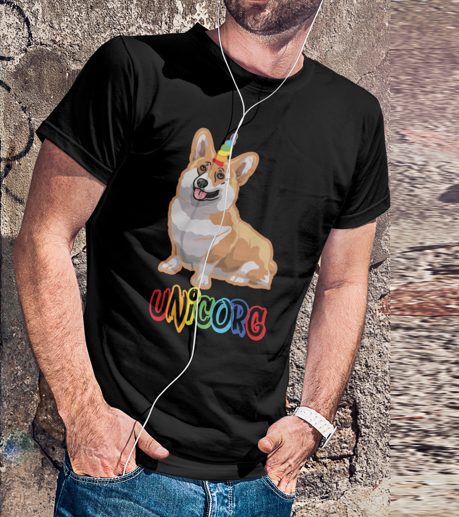 Corgi Dog Cute Unicorg Unicorn Rainbow Horn T-Shirt